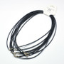 Waxed Cotton Cord, with 925 Sterling Silver Findings and Spring Ring Clasps, Black, 18 inch(45.8cm) - 1 piece