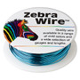 Wire, Zebra Wire™, color-coated copper, turquoise blue, round, 22 gauge. Sold per 15-yard spool.