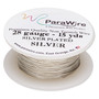 Wire, ParaWire™, silver-plated copper, round, 28 gauge. Sold per 15-yard spool.