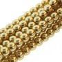 PRL04-70486 - 4mm - Preciosa Czech - Gold - Strand (120 beads) - Round Glass Pearl