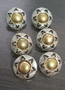 Acrylic Button Clasp (shank Button) - Silver & Pearl Bronze Round - 6pk - 16mm diameter