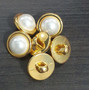 Acrylic Button Clasp (shank Button) - Gold & White Pearl Round - 6pk - 13mm diameter