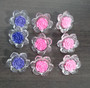 Acrylic Button Clasp (shank Button) - Clear & Mix Colour Flower - 9pk - 15mm diameter