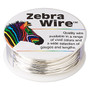 Wire, Zebra Wire™, silver-plated copper, round, 18 gauge. Sold per 1/4 pound spool, approximately 17 yards.
