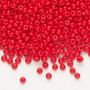 Seed bead, Preciosa Ornela, Czech glass, Lt opaque red coral, #8 rocaille. Sold per 50-gram pkg.