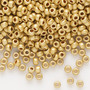 Seed bead, Preciosa Ornela, Czech glass, opaque matte metallic gold-dyed crystal clear, #8 rocaille. Sold per 50-gram pkg.