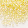 Seed bead, Preciosa Ornela, Czech glass, translucent color-lined pastel yellow luster, (382PY), #8 rocaille. Sold per 500-gram pkg.