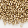 Seed bead, Preciosa Ornela, Czech glass, opaque metallic soft gold, #8 rocaille. Sold per 500-gram pkg.