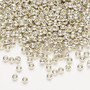 Seed bead, Preciosa Ornela, Czech glass, opaque metallic silver-dyed crystal clear, #8 rocaille. Sold per 500-gram pkg.