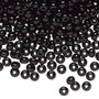 Seed bead, Preciosa Ornela, Czech glass, opaque black, #6 rocaille. Sold per 50-gram pkg.