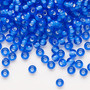 Seed bead, Preciosa Ornela, glass, transparent chalkwhite-lined sapphire, #6 rocaille. Sold per 50-gram pkg.