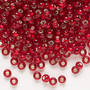 Seed bead, Preciosa Ornela, Czech glass, transparent silver-lined ruby, #6 rocaille with square hole. Sold per 50-gram pkg.