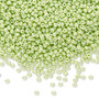 Seed bead, Preciosa Ornela, Czech glass, opaque rainbow pale green (54410), #11 rocaille. Sold per 500-gram pkg.