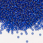 Seed bead, Preciosa Ornela, Czech glass, transparent silver-lined medium blue (37080), #11 rocaille with square hole. Sold per 500-gram pkg.