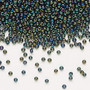 Seed bead, Preciosa Ornela, Czech glass, opaque green iris black (59155), #11 rocaille. Sold per 500-gram pkg.