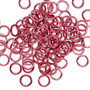 Jump ring, anodized and dyed aluminum, dark pink, 6mm round, 4.2mm inside diameter, 18 gauge. Sold per pkg of 100.