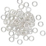 Jump ring, anodized aluminum, silver, 5mm round, 3.4mm inside diameter, 20 gauge. Sold per pkg of 100.