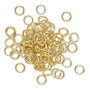 Jump ring, anodized aluminum, gold, 5mm round, 3.4mm inside diameter, 20 gauge. Sold per pkg of 100.