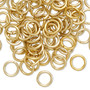 Jump ring, anodized aluminum, gold, 8mm matte round, 5.4mm inside diameter, 16 gauge. Sold per pkg of 100.