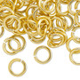 Jump ring, anodized aluminum, gold, 10mm round, 6.8mm inside diameter, 14 gauge. Sold per pkg of 100.