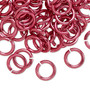 Jump ring, anodized and dyed aluminum, dark pink, 10mm round, 6.8mm inside diameter, 14 gauge. Sold per pkg of 100.