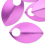Component, anodized aluminum, purple, 36x22mm double-sided curved scale blank with 8mm hole, 20 gauge. Sold per pkg of 20.
