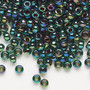 6-344 - 6/0 - Miyuki - Translucent Cobalt Lined Rainbow Green - 25gms - Glass Round Seed Bead