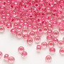 6-208 - 6/0 - Miyuki - Translucent Carnation Pink Lined Luster Crystal Clear - 25gms - Glass Round Seed Bead