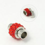 Magnetic Clasp - Medium 15mm x 11mm with cord ends (5mm I.D.) Platinum w Red Rhinestones in clay - 4 pack