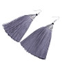 Dangling Tassel Earrings, with Alloy Finding, Antique Silver, Gray, 110x40mm