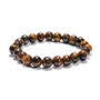 Gemstone Bracelet, Tiger Eye, about 5.2cm inner diameter, Bead: 8mm in diameter, 22~24pcs/Strand