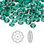 Bead, Crystal Passions®, emerald, 6x2mm faceted margarita flower (3700). Sold per pkg of 24.