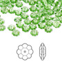 Bead, Crystal Passions®, peridot, 6x2mm faceted margarita flower (3700). Sold per pkg of 24.