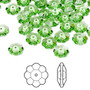 Bead, Crystal Passions®, peridot, 8x3mm faceted margarita flower (3700). Sold per pkg of 12.