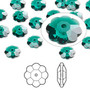 Bead, Crystal Passions®, emerald, 8x3mm faceted margarita flower (3700). Sold per pkg of 12.