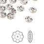 Bead, Crystal Passions®, crystal clear, foil back, 8x3mm faceted margarita flower (3700). Sold per pkg of 12.