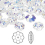 Bead, Crystal Passions®, crystal AB, 10x3.5mm faceted margarita flower (3700). Sold per pkg of 12.