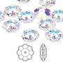 Bead, Crystal Passions®, crystal AB, 12x4mm faceted margarita flower (3700). Sold per pkg of 12.