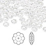 Bead, Crystal Passions®, crystal clear, 6x2mm faceted margarita flower (3700). Sold per pkg of 144 (1 gross).