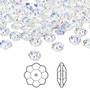 Bead, Crystal Passions®, crystal AB, 6x2mm faceted margarita flower (3700). Sold per pkg of 144 (1 gross).