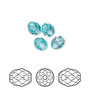 Bead, Crystal Passions®, light turquoise, 7x6mm faceted olive briolette (5044). Sold per pkg of 4.