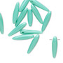 Bead, Preciosa Thorn™, Czech pressed glass, opaque turquoise blue, 16x4mm top-drilled thorn. Sold per pkg of 20.