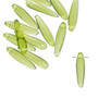 Bead, Preciosa Thorn™, Czech pressed glass, transparent olive green, 16x4mm top-drilled thorn. Sold per pkg of 20.