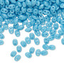 Bead, Preciosa Twin™, Pressed Superduo, Czech pressed glass, turquoise blue, 5x2.5mm oval with 2 holes. Sold per 50-gram pkg.