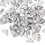 Bead, Tango™, Czech pressed glass, opaque matte jet silver, 8x6x6mm triangle with (2) 0.7-0.8mm holes. Sold per 10-gram pkg, approximately 65 beads.