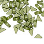 Bead, Tango™, Czech pressed glass, opaque alabaster pastel olivine, 8x6x6mm triangle with (2) 0.7-0.8mm holes. Sold per 10-gram pkg, approximately 65 beads.