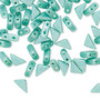 Bead, Tango™, Czech pressed glass, opaque shimmer green turquoise, 8x6x6mm triangle with (2) 0.7-0.8mm holes. Sold per 10-gram pkg, approximately 65 beads.