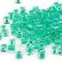 SB4-219 - Miyuki - 4mm - Clear Colour Lined Green - 250gms - 4mm Square Glass Bead