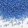 Seed bead, Dyna-Mites™, glass, silver-lined transparent light blue, #11 round. Sold per 40-gram pkg.