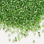 Seed bead, Dyna-Mites™, glass, silver-lined translucent lime, #11 round with square hole. Sold per 40-gram pkg.